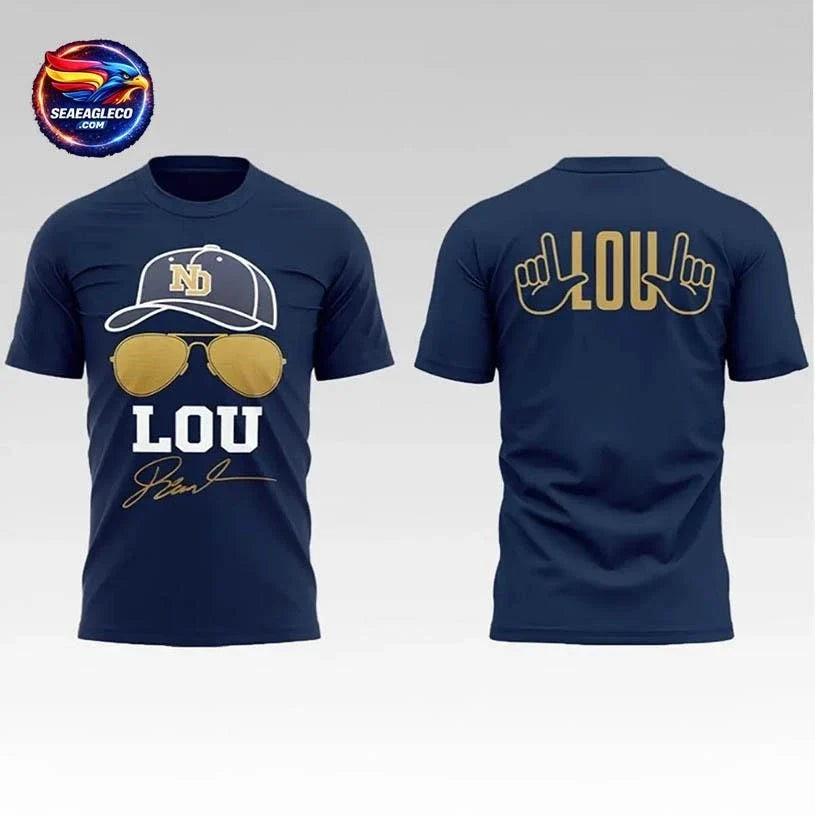 2026 Notre Dame Football Lou Holtz Signature Two Sided Shirt Unisex