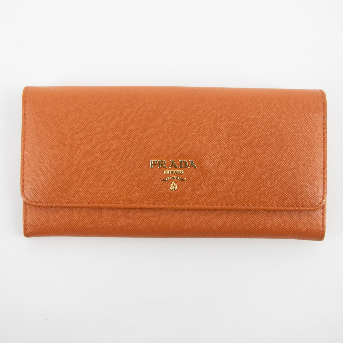 Prada Orange Saffiano Leather Long Wallet #2270