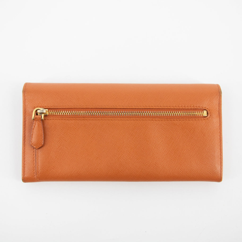 Prada Orange Saffiano Leather Long Wallet #2270