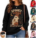 Womens Halloween Sweatshirt,Ghost Pumpkin Graphic Sweatshirt Spooky Season
