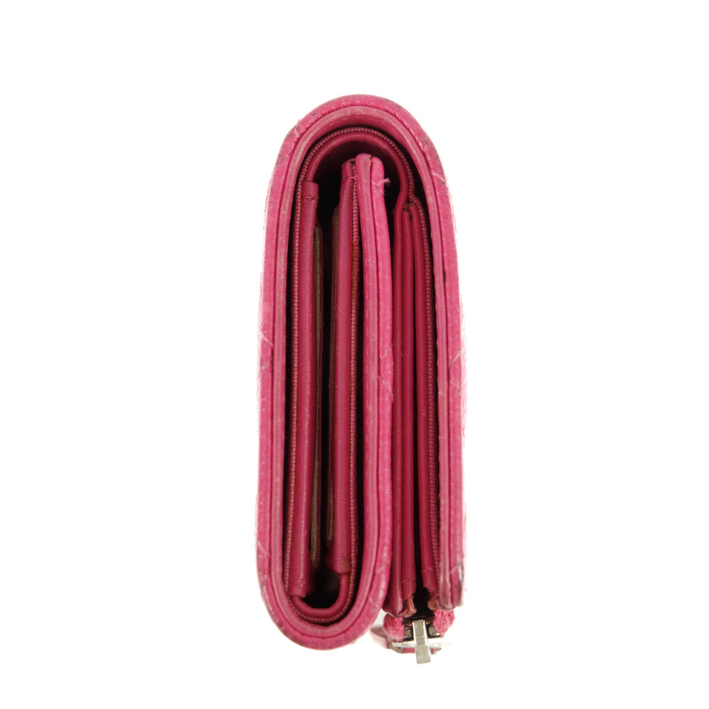 Chanel Caviar Calfshin Leather Pink Trifold Wallet #5342