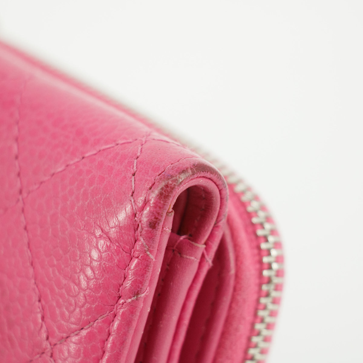 Chanel Caviar Calfshin Leather Pink Trifold Wallet #5342