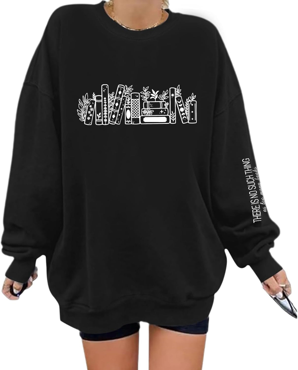 Book Sweatshirts for Women Oversized Bookish Reading Sweatshirt Teacher Long Sleeve Shirts Graphic Pullover Tops