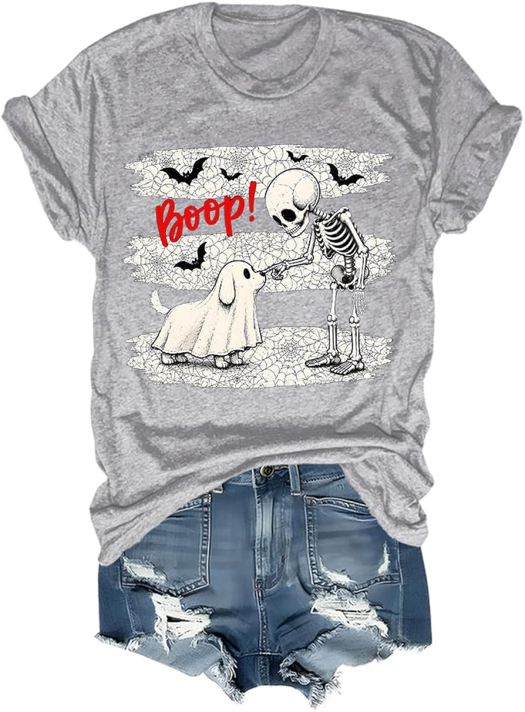 Boop Dog Shirt Skeleton Ghost Halloween Dog Shirts for Women Men