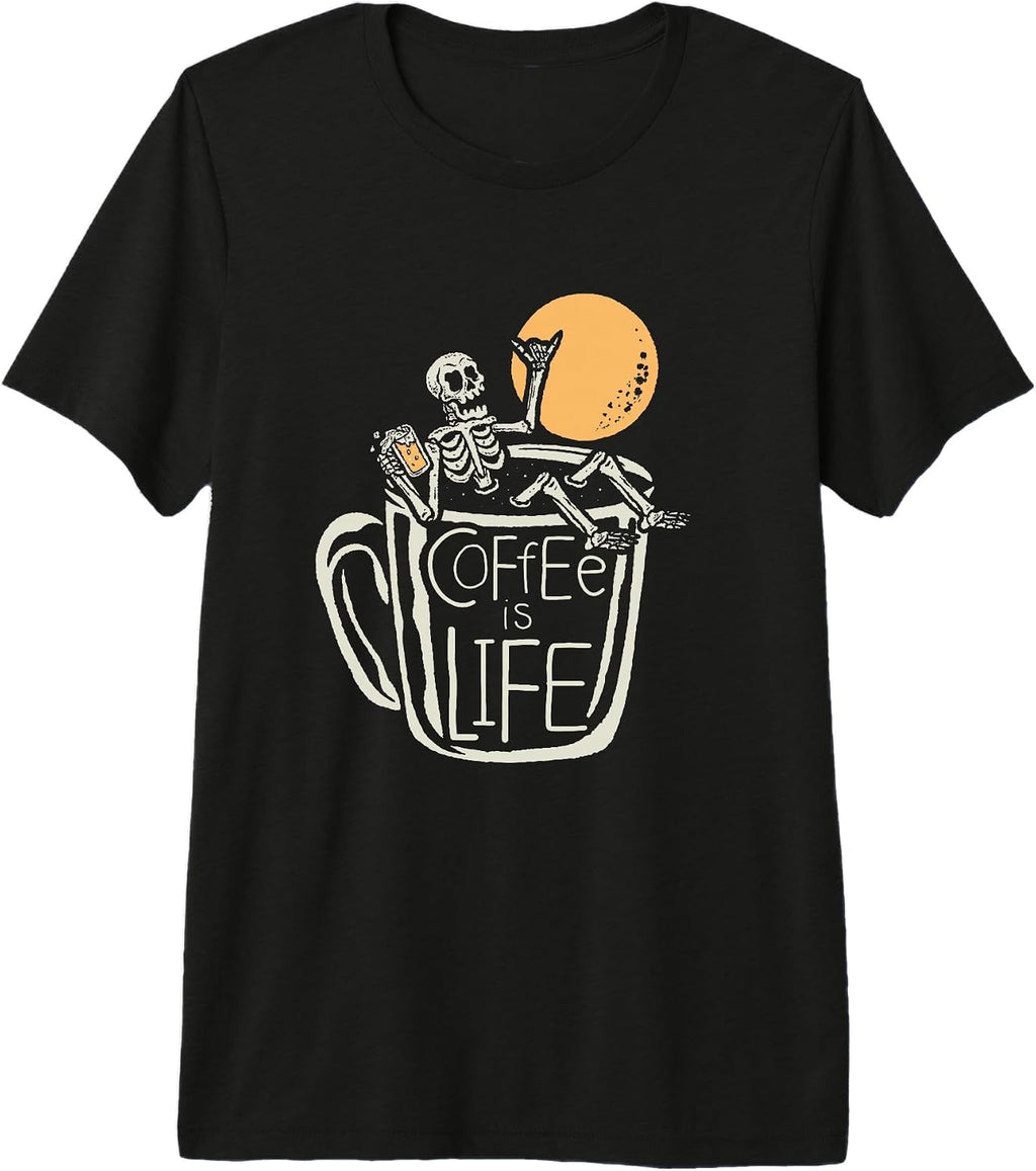 Coffee is Life Skeleton in Coffee Mug Premium Tri-blend T-Shirt