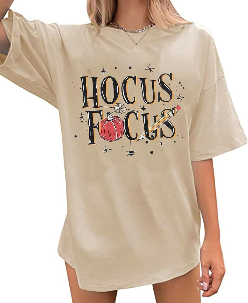 Hocus Focus Teacher Shirt Women Halloween Teacher's Gifts T-Shirts Cute Pumpkin Fall Season Short Sleeve Tops