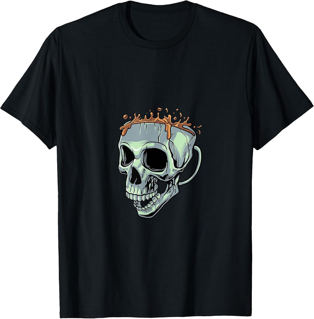Skeleton Coffee Art - Bone Scary Skull T-Shirt