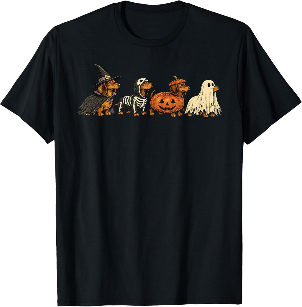 Cute Dachshund Ghost Pumpkin Weiner Dog Halloween Costume T-Shirt