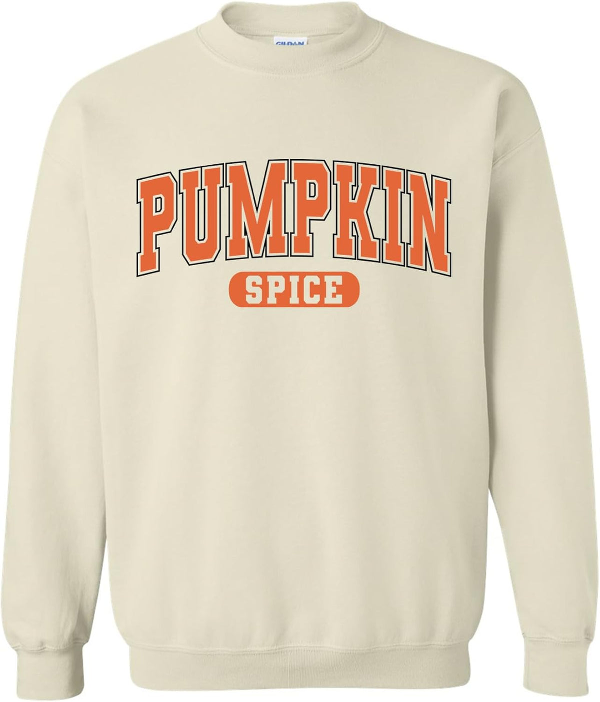 Pumpkin Spice Fall Sweatshirt – Bold Autumn Text Pullover in Orange – Cozy Seasonal Unisex Printed Crewneck