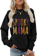 Spooky Mama Sweatshirt Funny Halloween Mama Shirt Women Halloween Spooky Season Letter Print Crewneck Pullovers