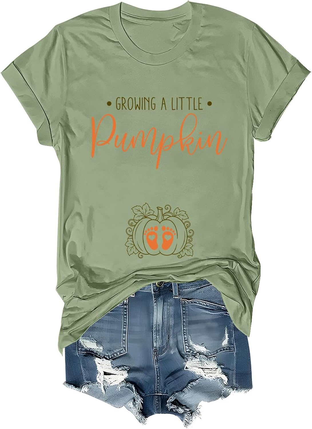 Growing A Little Pumpkin Shirt Funny Halloween Pumpkin Pregnant T-Shirt