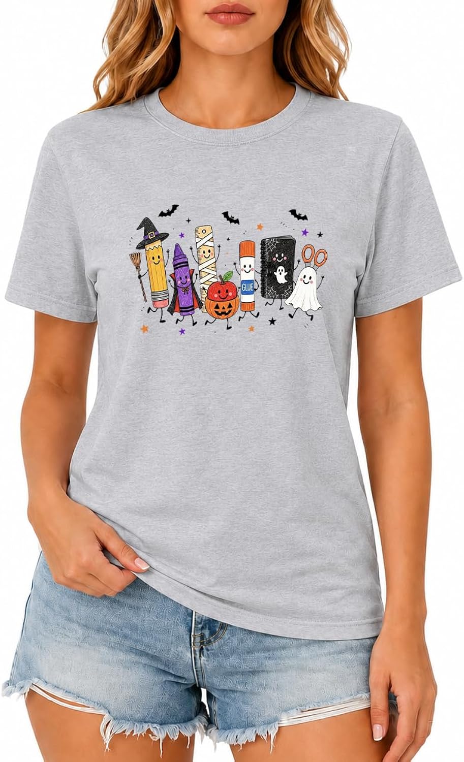 Halloween Teacher Shirts Back to School Ghost Teacher Shirt for Women