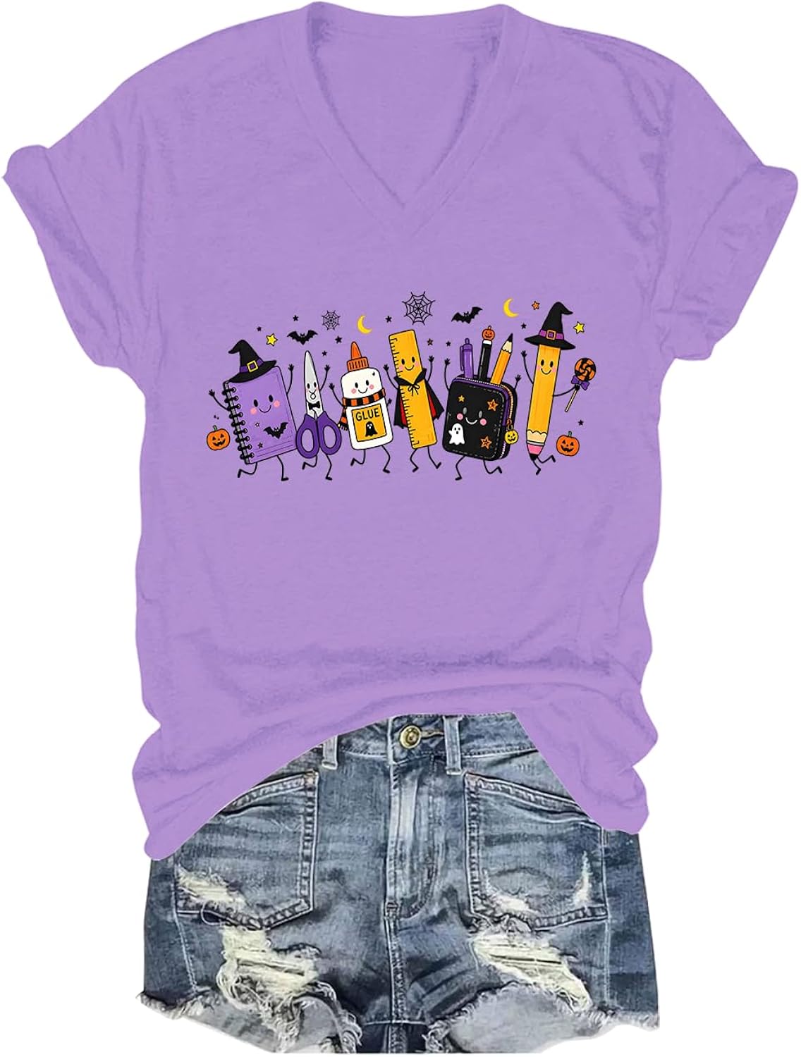Halloween Teacher Shirt Cute Preschool Teacher School Supplies T-Shirt