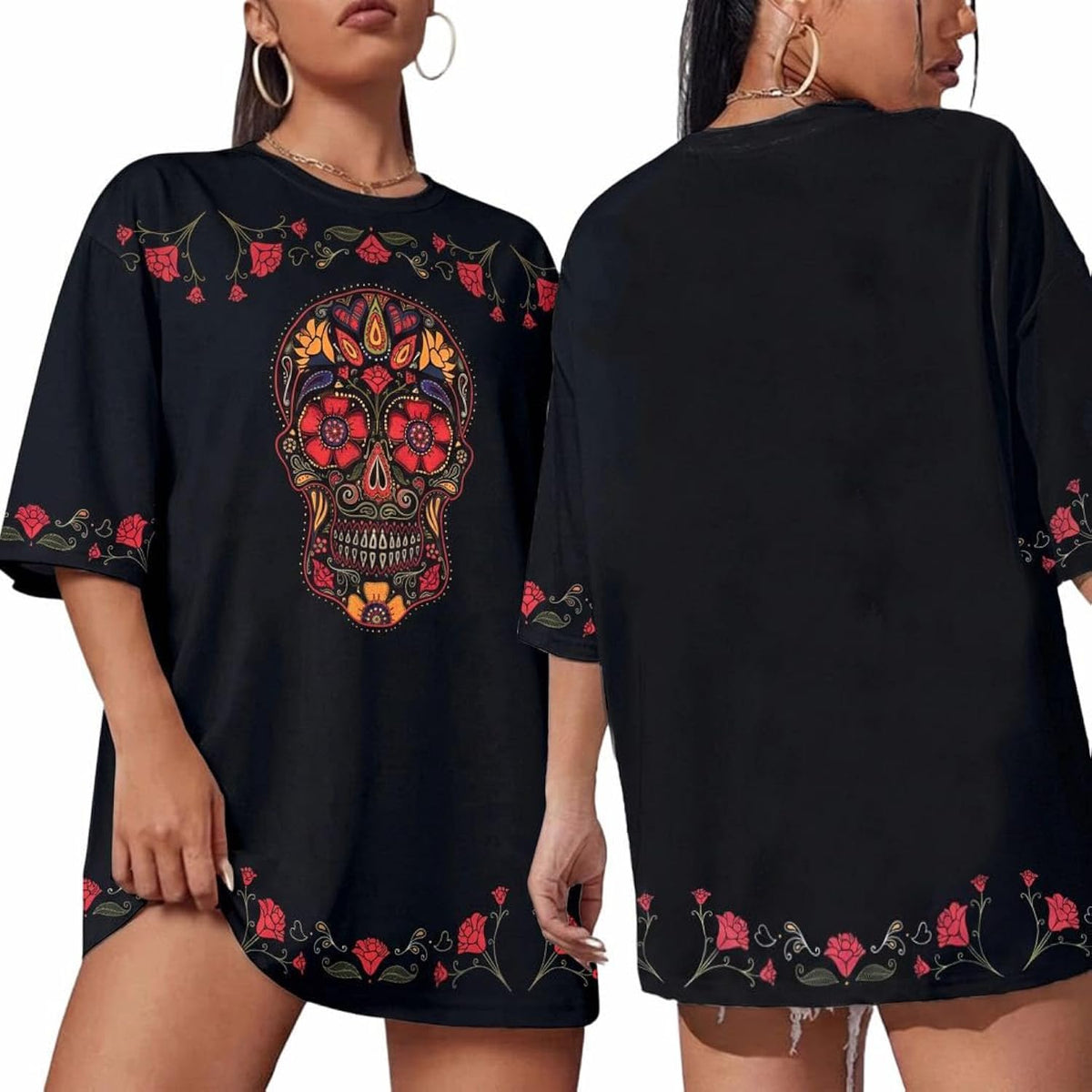 Day of The Dead Shirts for Women Día De Los Muertos Sugar Skull Tee
