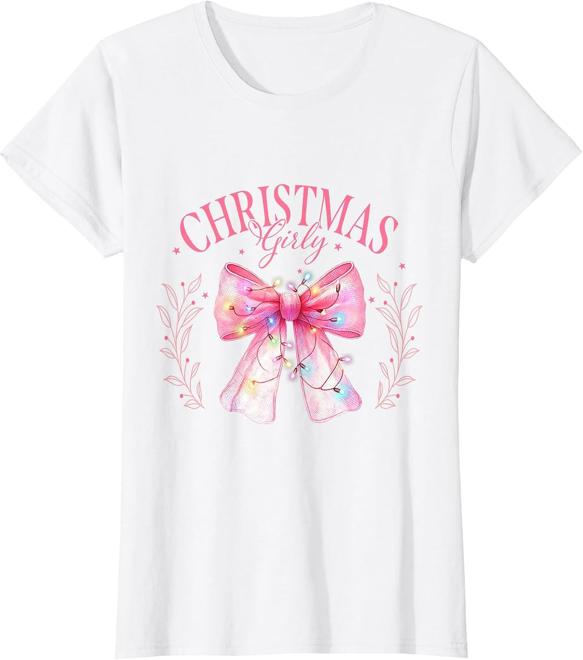 Pink Coquette Christmas Bows Y2K Clean Girly Social Club T-Shirt