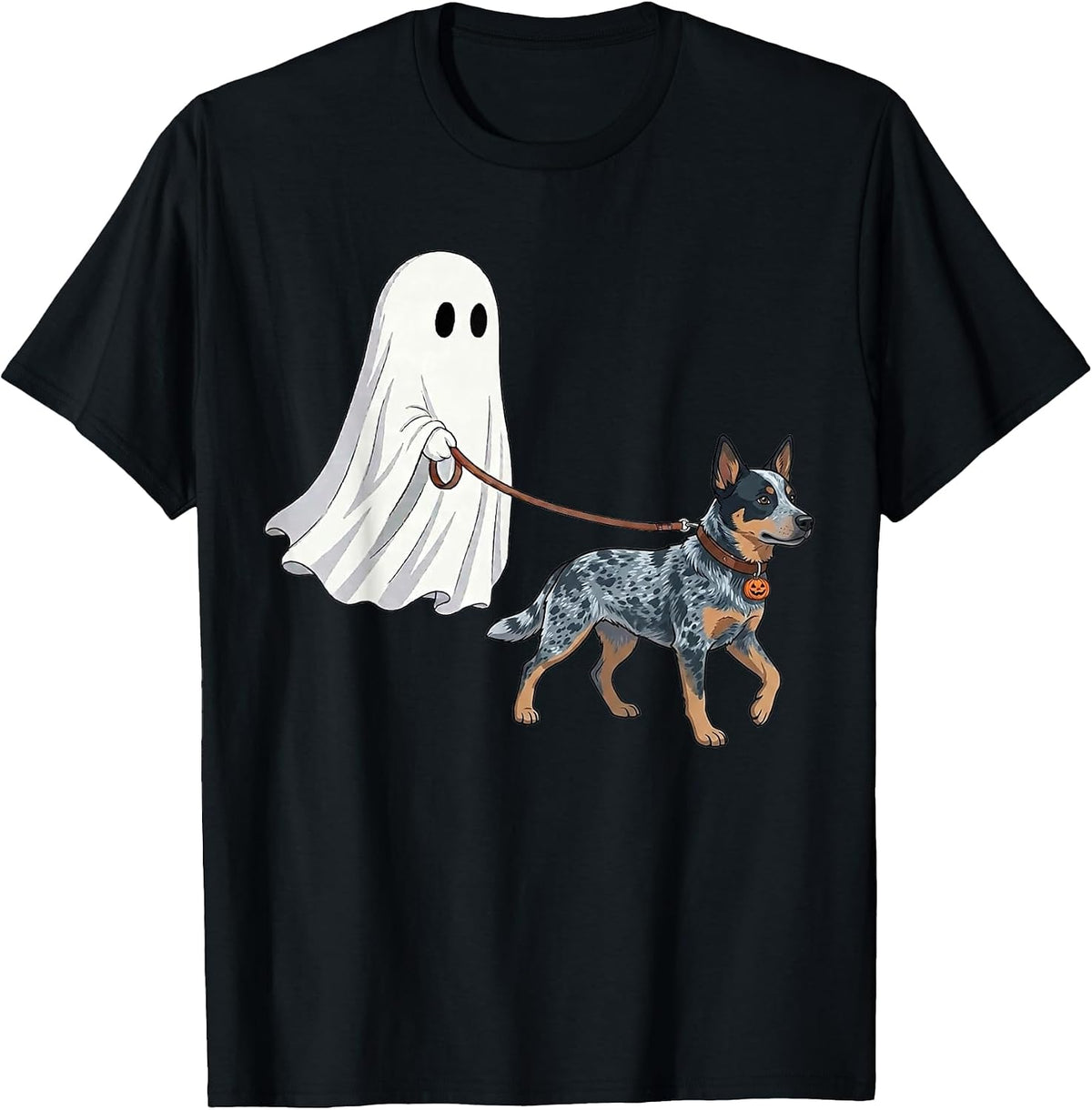 Ghost Walking Dog Ghost Blue Heeler Halloween Costume T-Shirt