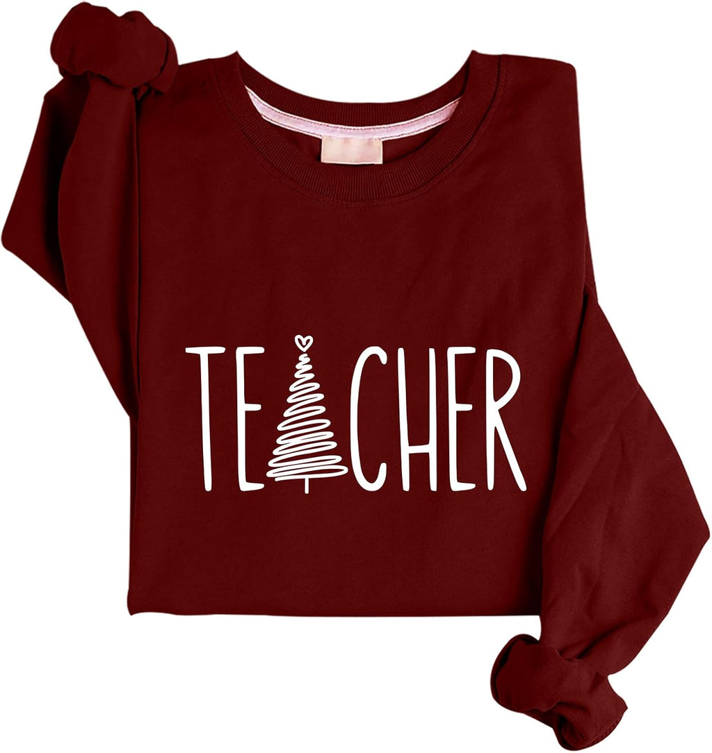 Christmas Tree Teacher Sweatshirt Teach Christmas Sweatshirt