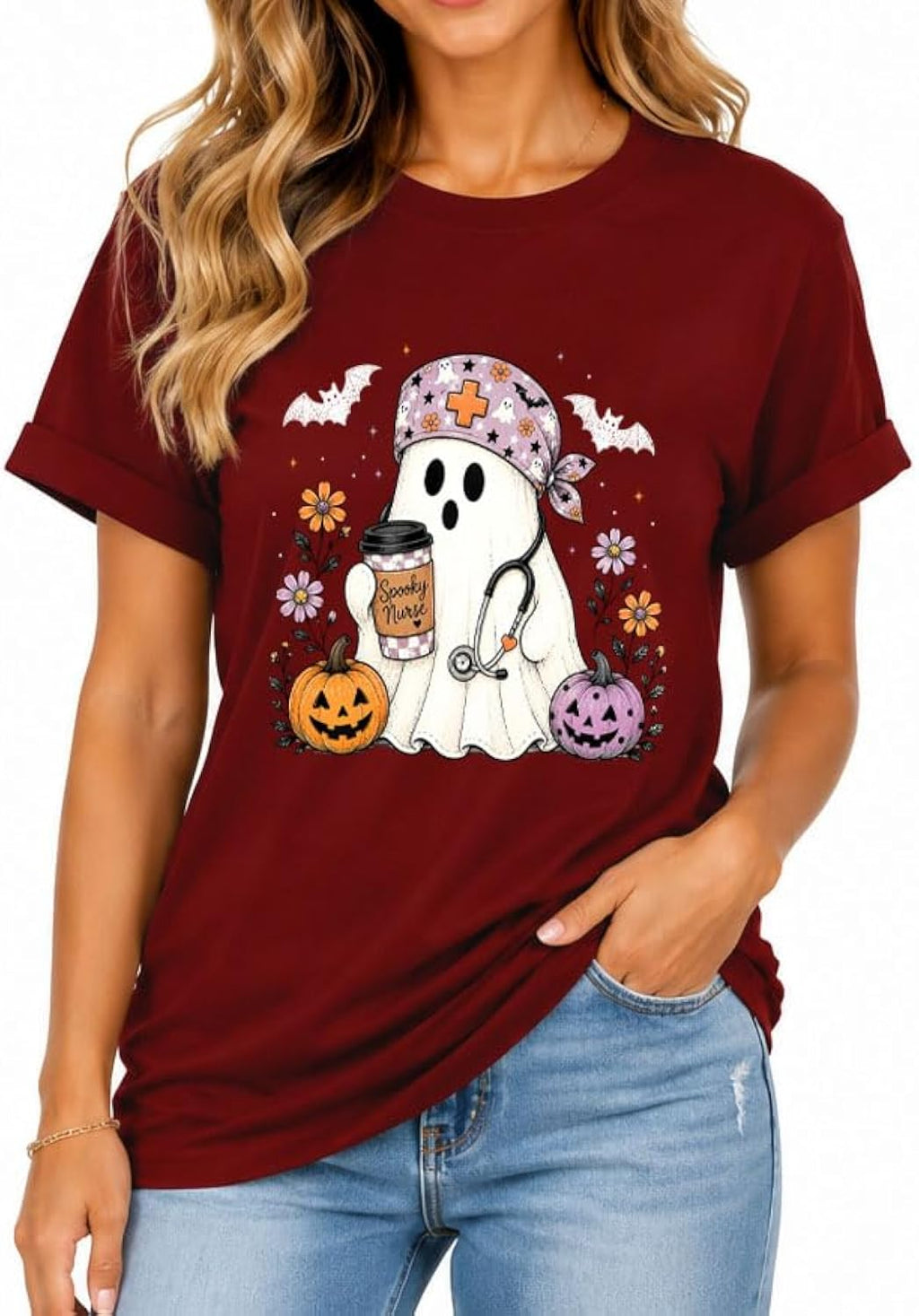 Spooky Nurse Shirt Halloween Nurse Shirts for Women Men