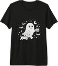 Cute Ghost Walking Dog Coffee Halloween Costume Premium Tri-Blend T-Shirt