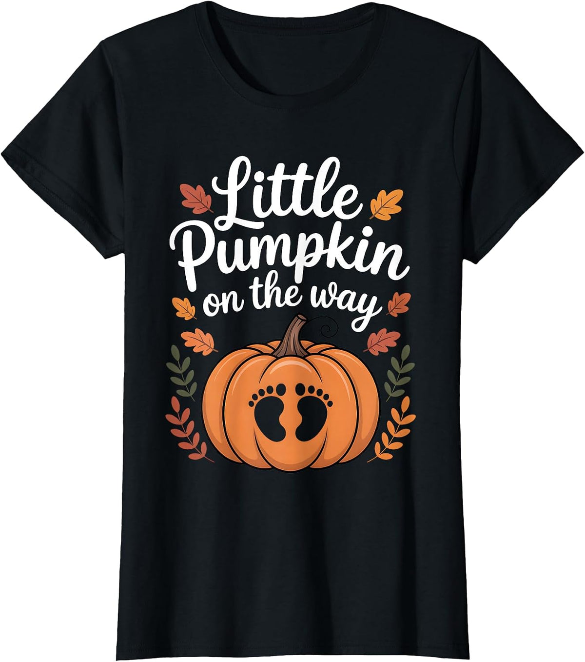 Little Pumpkin On The Way Cute Pregnancy Reveal Halloween T-Shirt