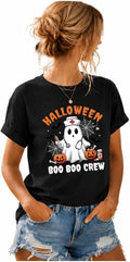 Boo Boo Crew Halloween Nurse Shirts for Women Ghost Graphic Halloween Tees