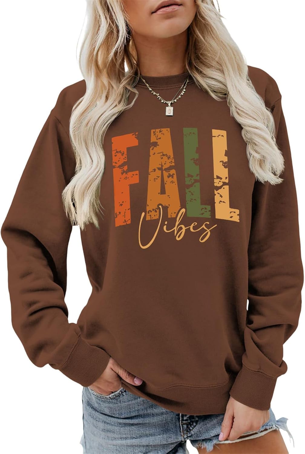 Fall Vibes Sweatshirt, Funny Get Cozy Shirt Women Retro Crewneck Autumn Season Sweater Weather Holiday Pullover Tops
