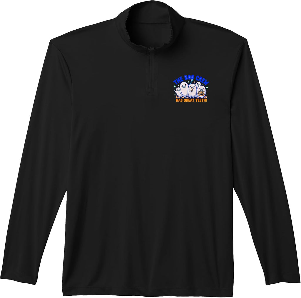 The Boo Crew Has Great Teeth Funny Halloween Dental Performance Quarter-Zip Top