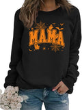 Mama Halloween Sweatshirt Women Spooky Season Long Sleeve Shirts Ghost Mom Crewneck Graphic Pullover Tops