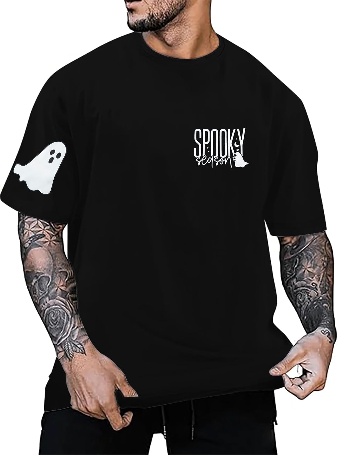 Halloween Shirts for Men Giant Skeleton Chest Print Costumes Horror Friends Halloween T-Shirt