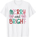 Merry and Bright Christmas Coquette Bow Xmas Women Girls Kid T-Shirt