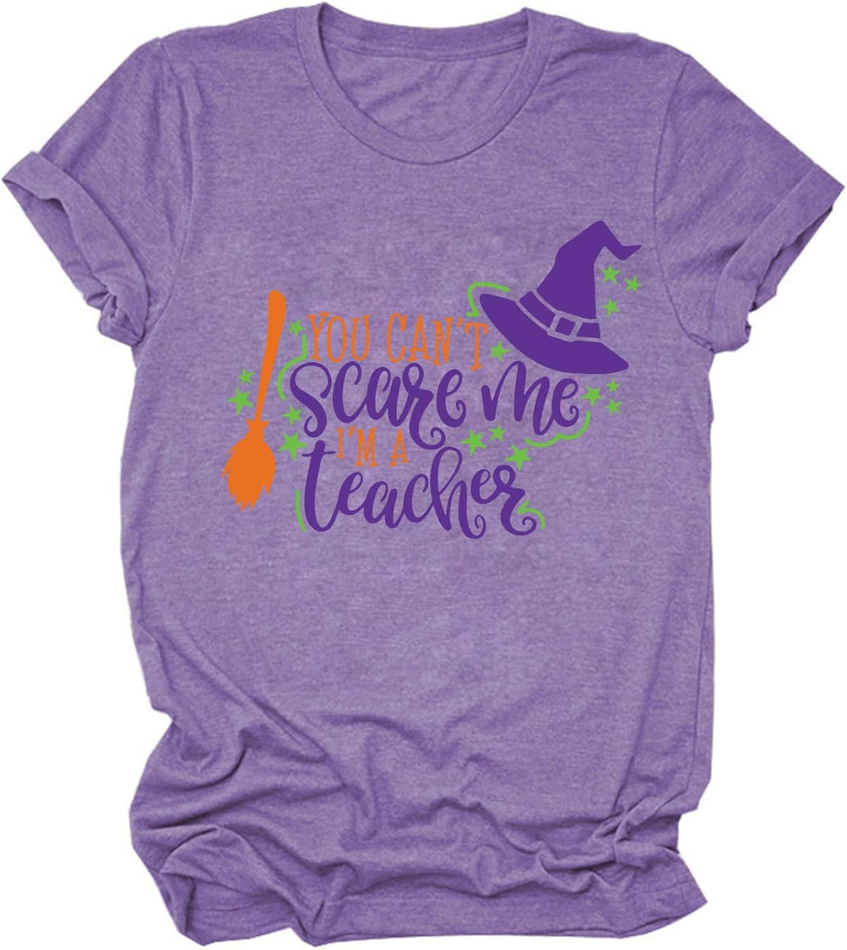 Halloween Teacher Shirt Women You Can't Scare Me I'm a Teacher Graphic Tees
