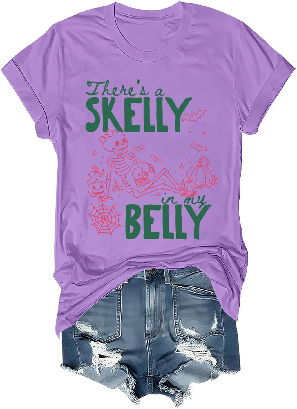 There's A Skelly in My Belly Shirt Halloween Skeleton Mom Pregnancy Shirt