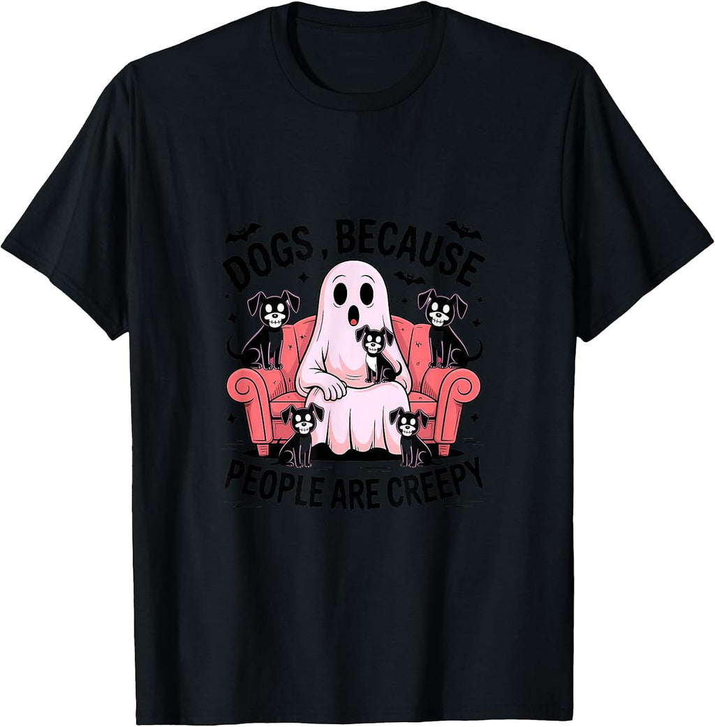 Amazing Spooky Creepy Halloween Ghost with Dogs T-Shirt