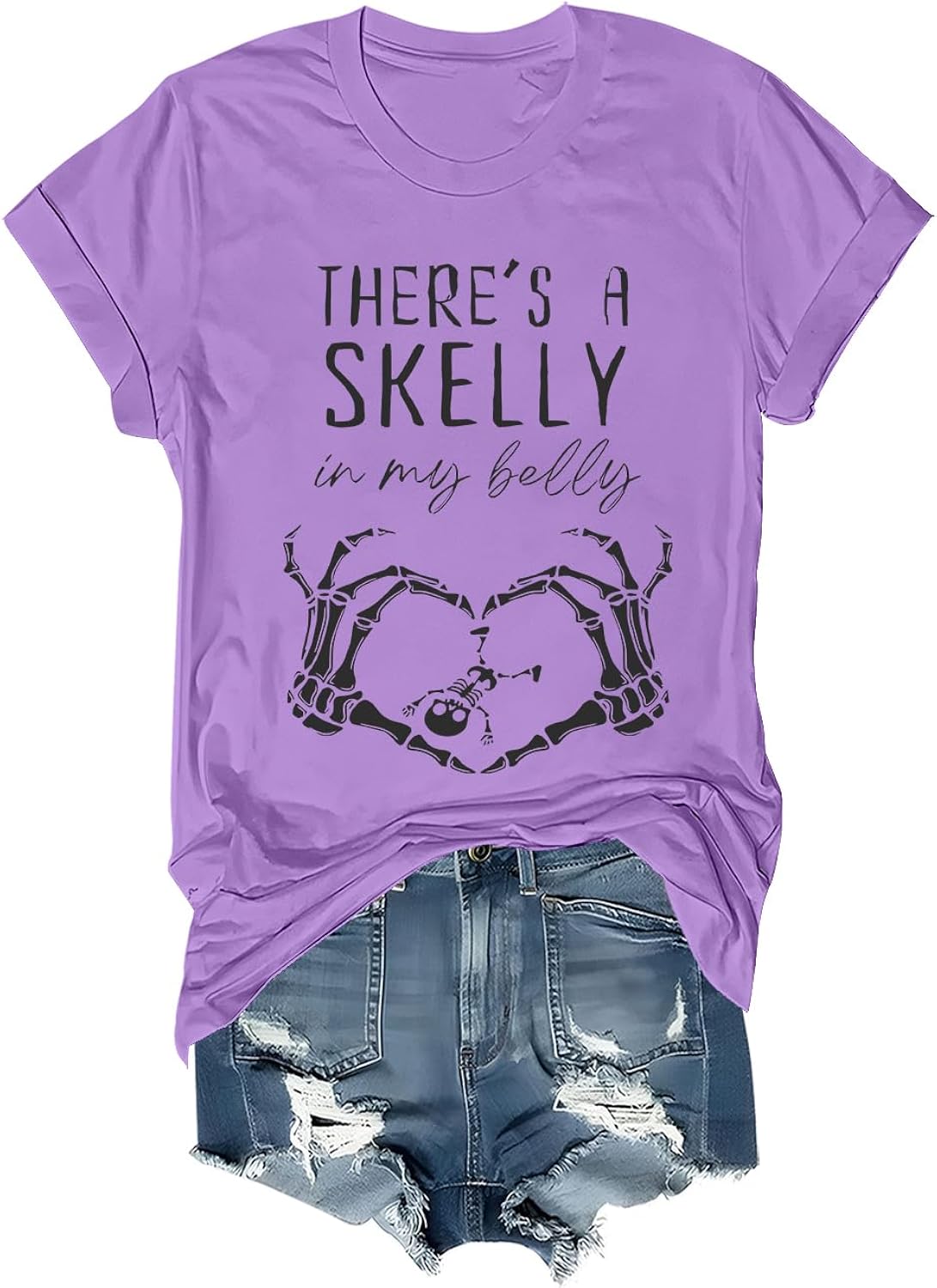 Theres A Skelly in My Belly Shirt Funny Halloween Skeleton Maternity Shirt