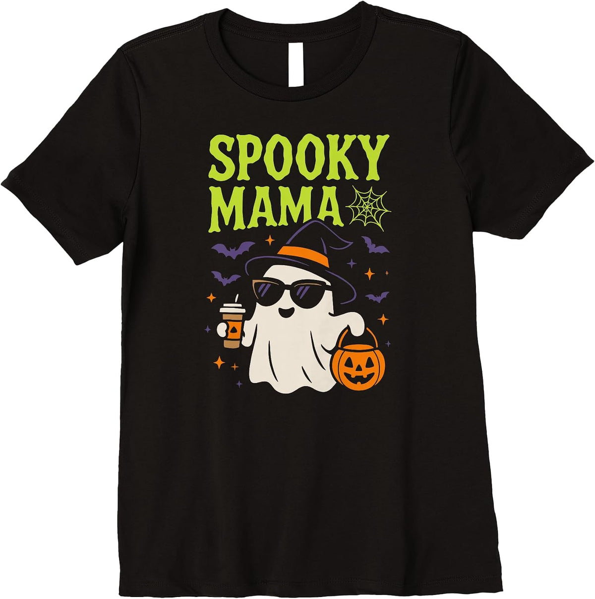 Womens Spooky Mama Ghost Halloween Mom Premium T-Shirt