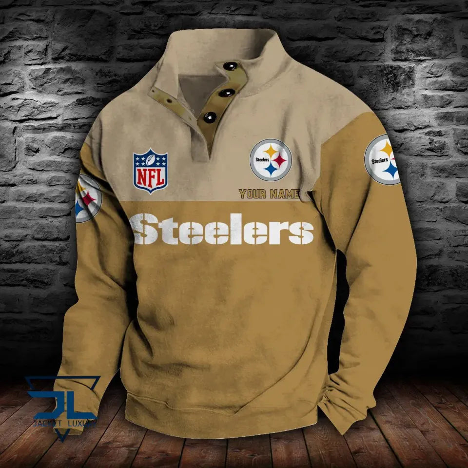Pittsburgh Steeler Double Breasted Stand Collar Sweatshirts