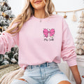 Personalized Teacher Sweatshirt, Coquette Teacher Hoodie, Customized Name Teacher Hoodie, Gift For Teacher, Teacher Bow Pocket Design Shirt
