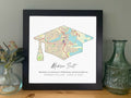 Graduation Cap with Map Inside- Graduation Party Gift, Sentimental Gift for Her, Map Print Grad Gift, Custom College Graduate Gifts