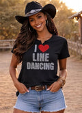I Love Line Dancing Blingy Tshirt.