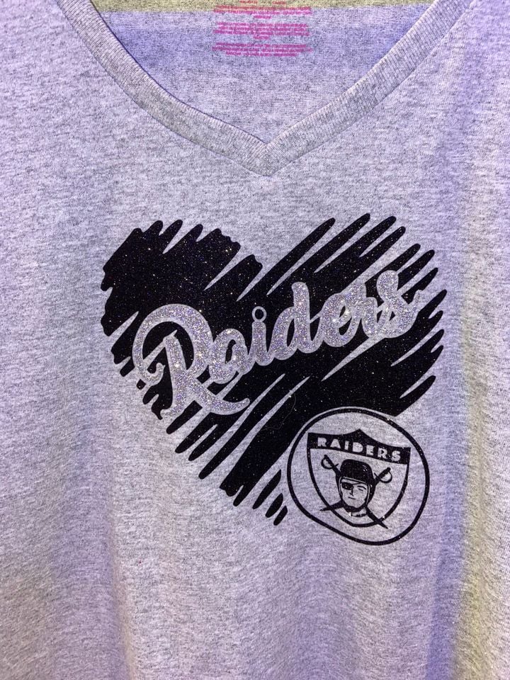 Womans Raiders Glitter Vneck
