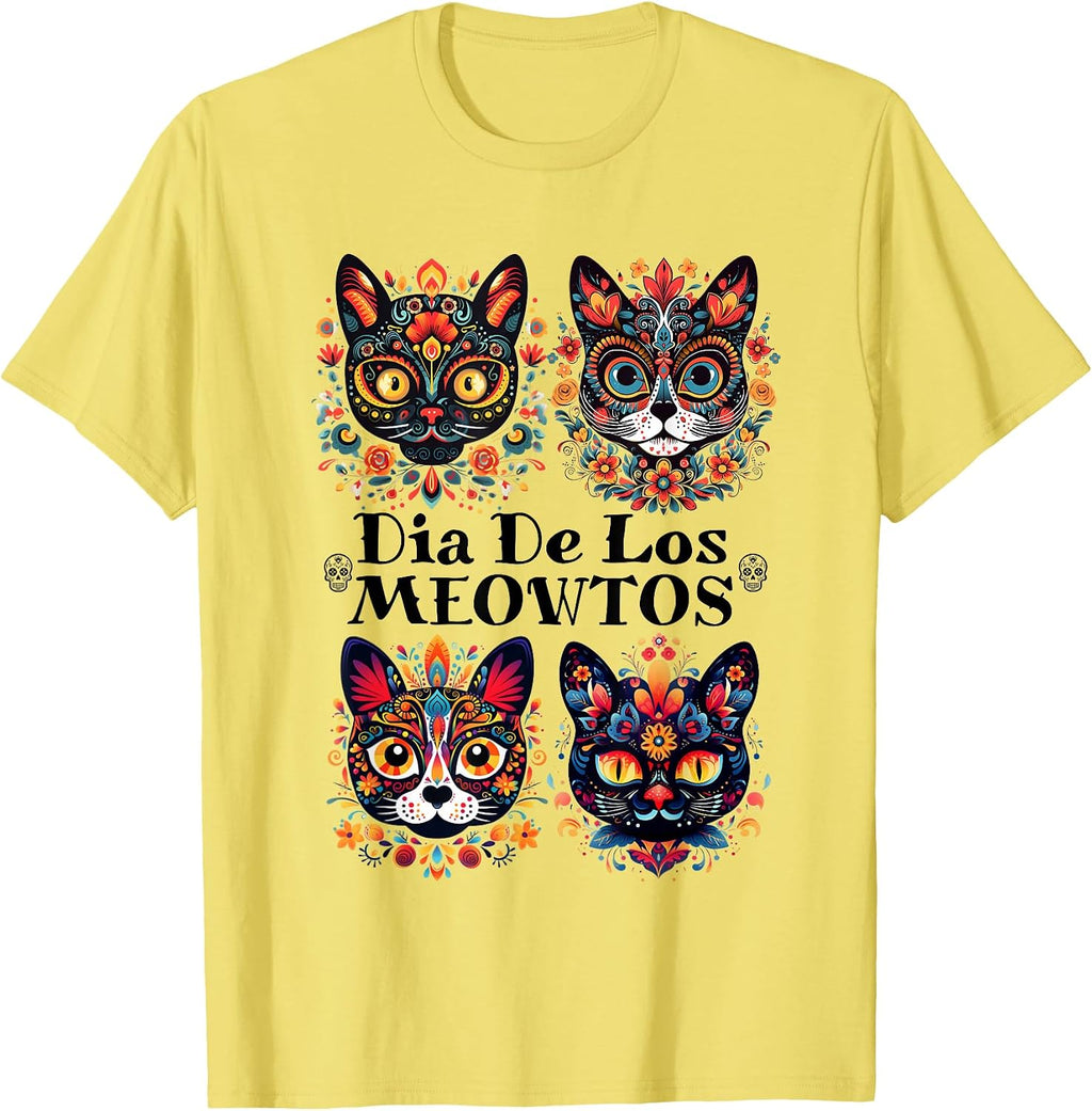 Sugar Skull Cats Dia De Los Meowtos Muertos Day of The Dead T-Shirt