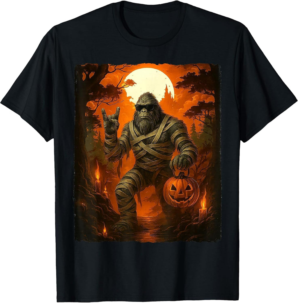 Funny Jack O Lantern Mummy Bigfoot Halloween Costumes Mens T-Shirt
