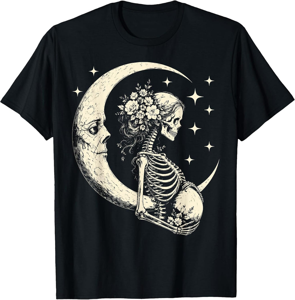 Halloween Pregnant Skeleton Women Pregnancy Announcement T-Shirt