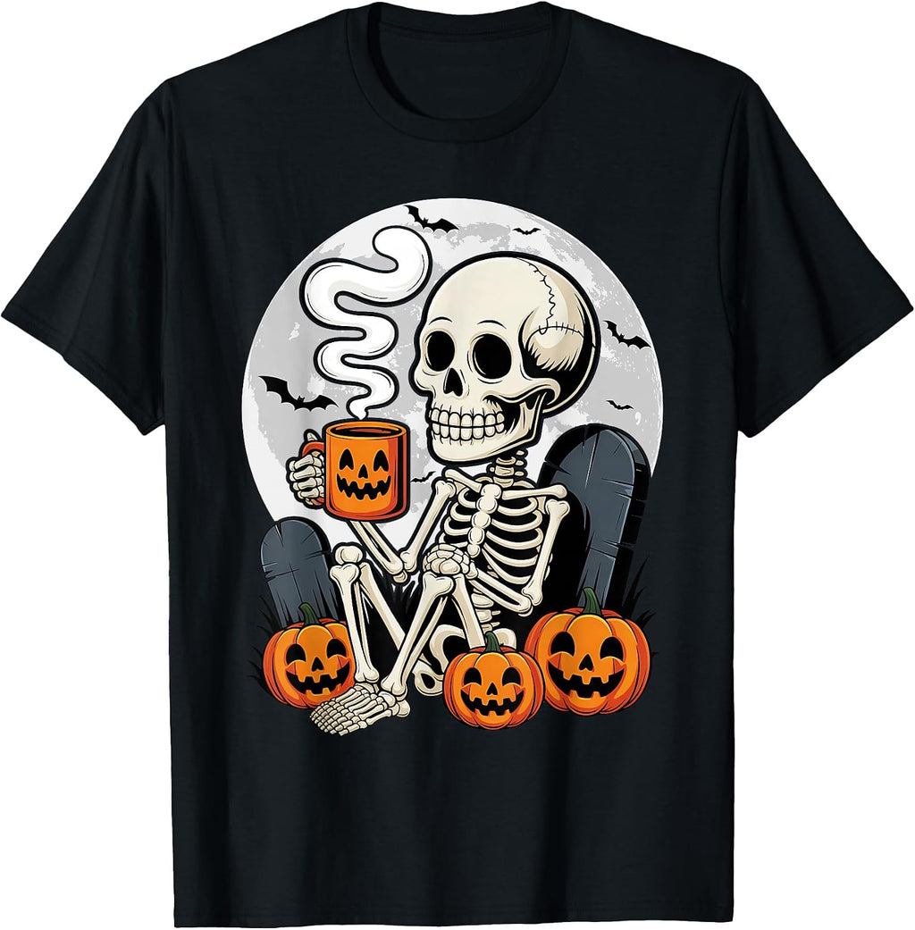 Halloween Skeleton Coffee T-Shirt