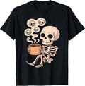 Skeleton Coffee Cup Cute Funny Skull Design T-Shirt