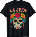 Sugar Skull La Jefa Shirt Women, Dia De Los Muertos Mexican T-Shirt