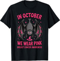 We Wear Pink in October Breast Cancer Bat Women Halloween T-Shirt
