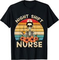 Night Shift Nurse Halloween Skeleton Registered Nursing Fall T-Shirt