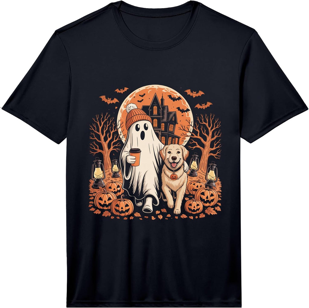 Men's Spooky Season Ghost Dog Pumpkin Halloween Performance T-Shirt