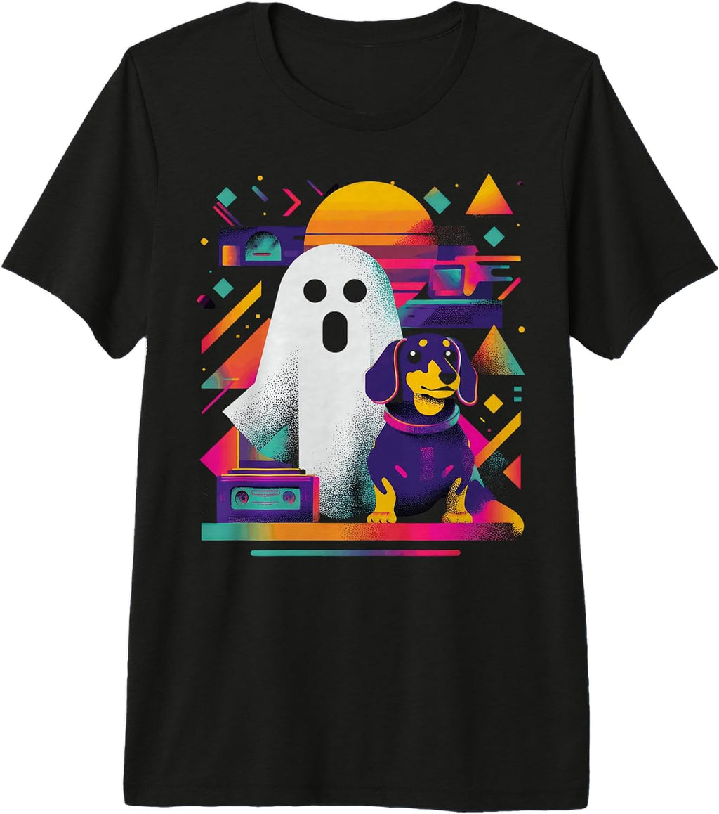Retro Ghost Dog Funny Spooky Halloween Pet Lovers Premium Tri-Blend T-Shirt